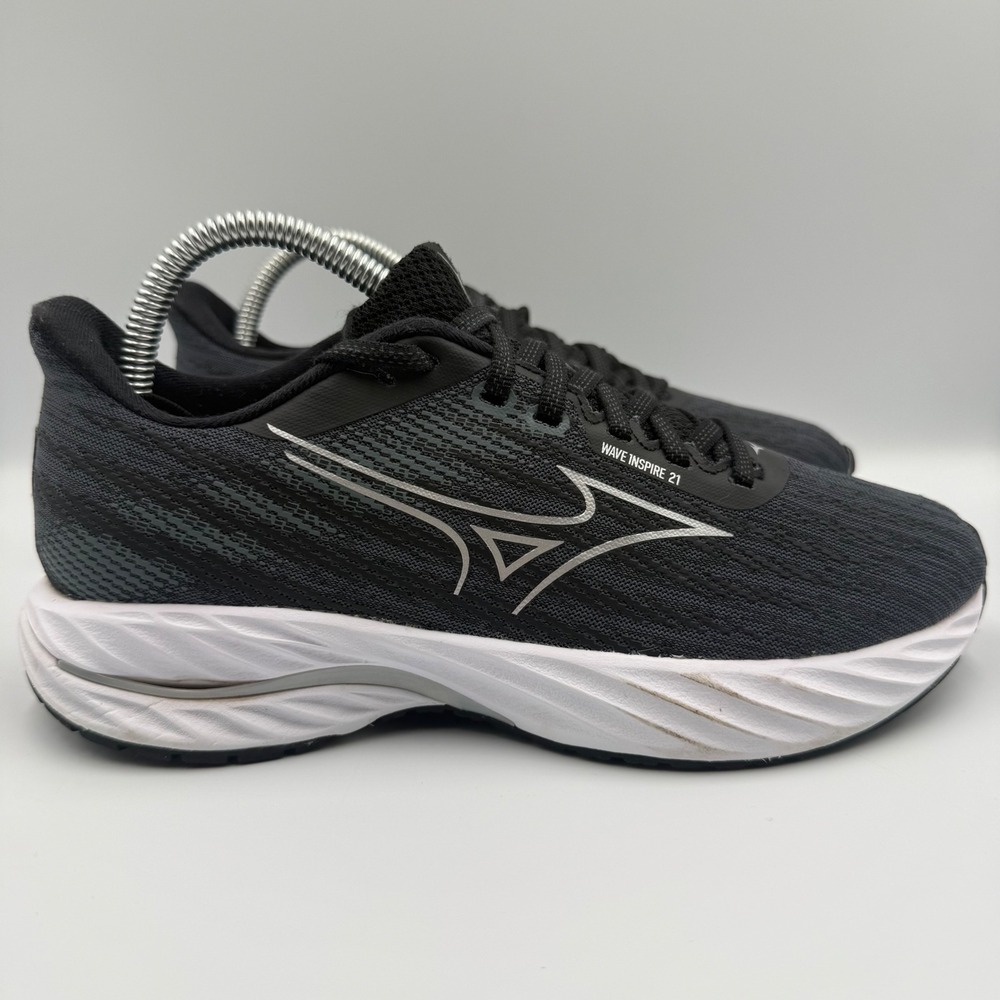 Mizuno Wave Inspire 21 Womens Size 8 Running Shoes Stability Sneakers Black Grey